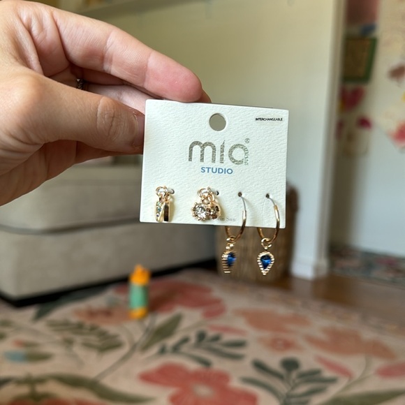 Mia Studio Collection Gold Dainty Hoop Earrings Boho Dainty Interchange Charms - Picture 4 of 4